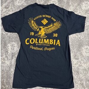 Columbia Sportswear Men T Shirt Eagle Graphic Crew Neck Short Sleeve Navy Blue M
